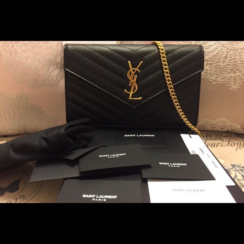 BRAND NEW YSL LARGE WALLET ON CHAIN